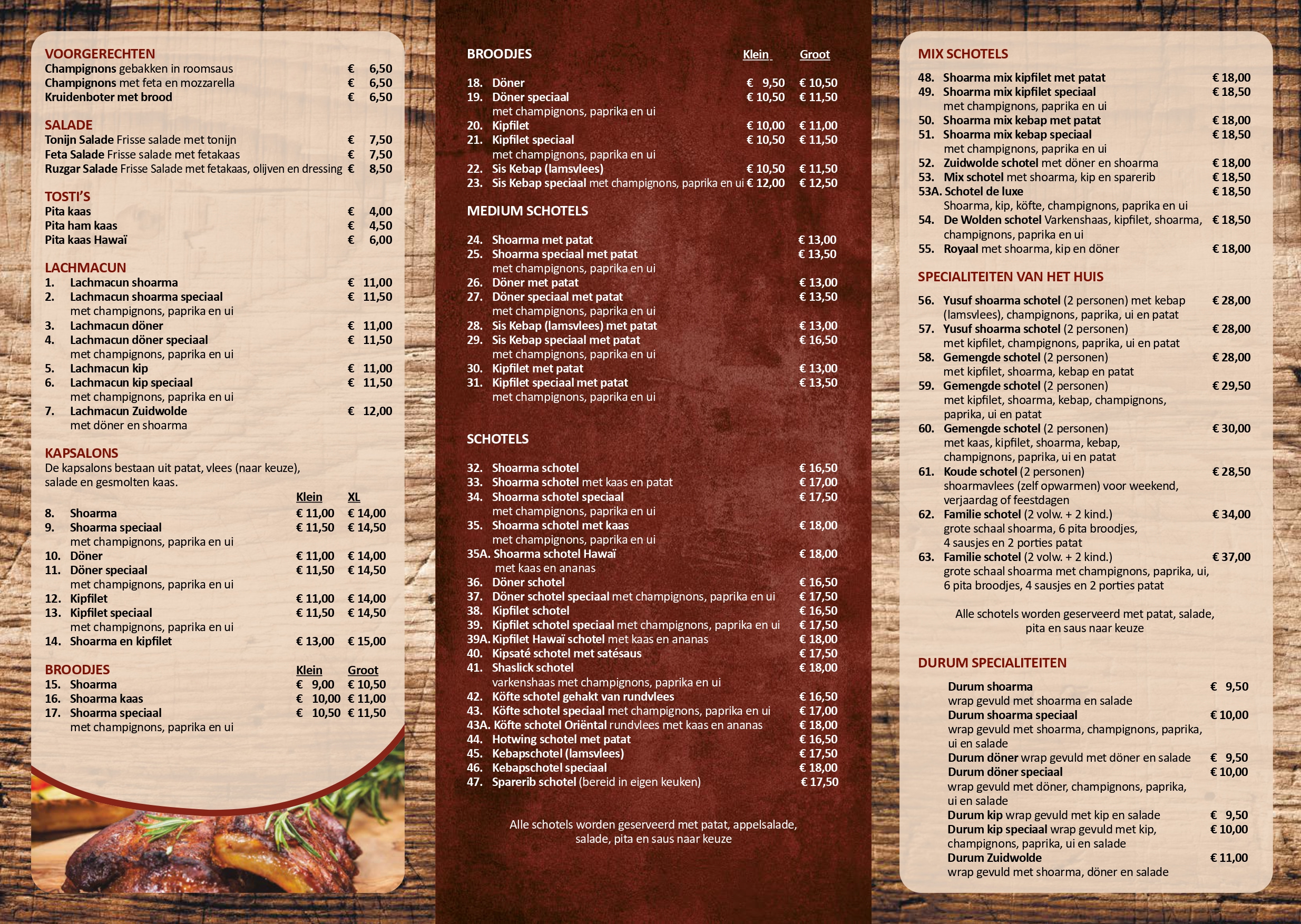 menukaart achterkant